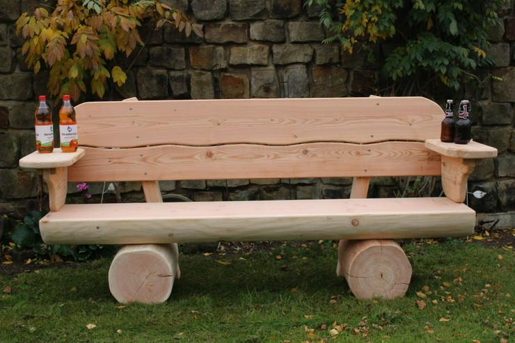 Bild 9: Holzbank mit Beschriftung. Gartenbank mit Gravur. Jubiläumsgeschenk.