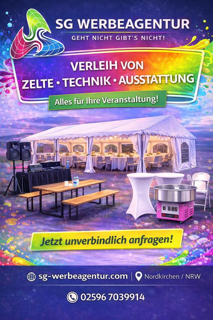 Verleih von Zelte, Technik, Ausstattung - Party, Events & Messen - Bild 1