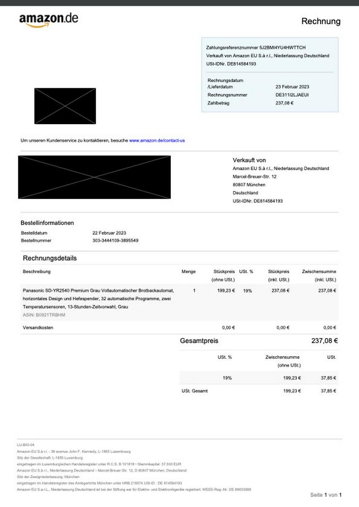 Bild 4: Panasonic SD-YR2540 Premium Grau Vollautomatischer Brotbackautomat
