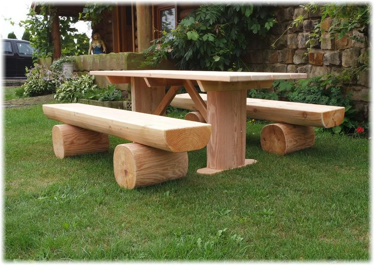 Bild 10: Gartenbank mit Gravur. Hochzeitsgeschenk. Baumstammbank.