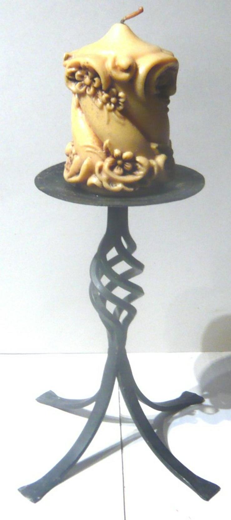 Kerzenständer Schmiedeeisen mit rustikaler Kerze ockergelb NEU