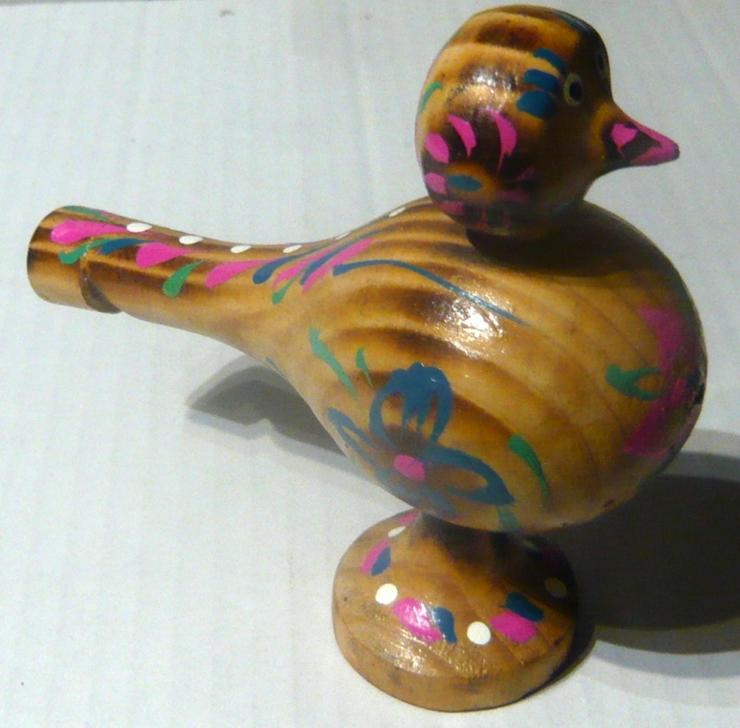 Holzvogel Vogel Pfeife bemalt auch zur Deko