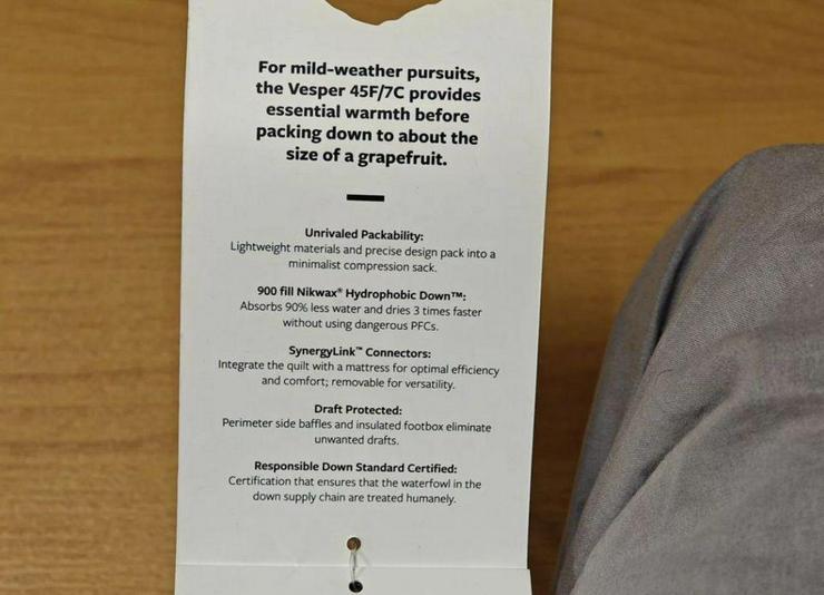 Bild 6: Therm-a-Rest Vesper 45F/7C Quilt 900FP