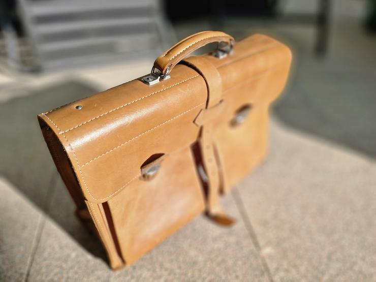 Bild 4: Retro Aktentasche hellbraunes echtes Leder sehr gut erhalten