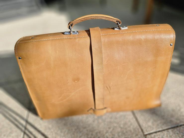 Bild 3: Retro Aktentasche hellbraunes echtes Leder sehr gut erhalten