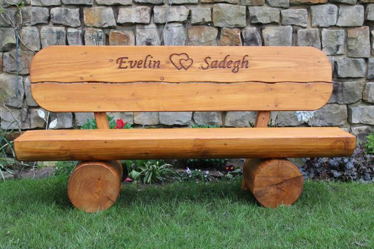 Bild 5: Gartenbank aus Holz mit Gravur. Ostern Geschenk. Krongartmöbel.