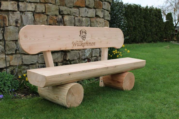 Bild 2: Gartenbank aus Holz mit Gravur. Ostern Geschenk. Krongartmöbel.