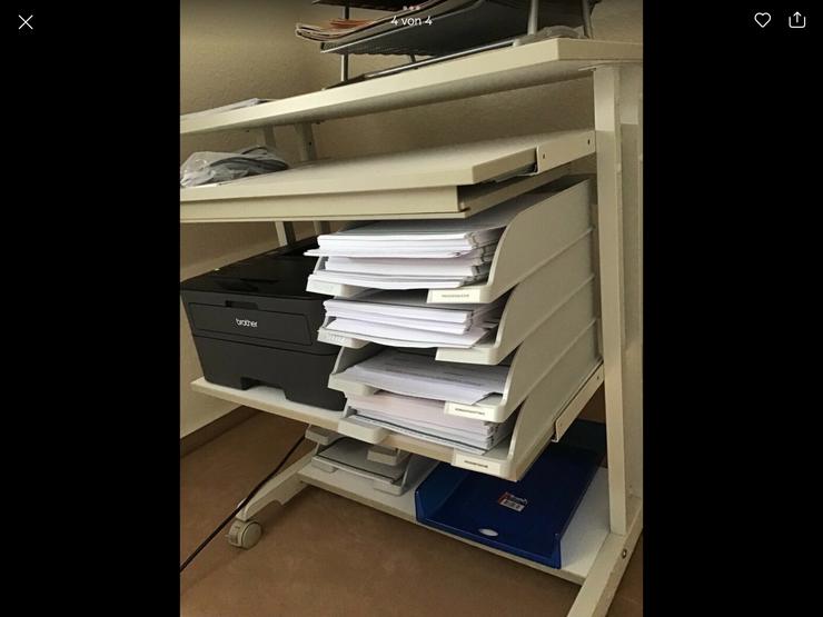 Mobiler Druckertisch Computertisch auf Rollen weiß