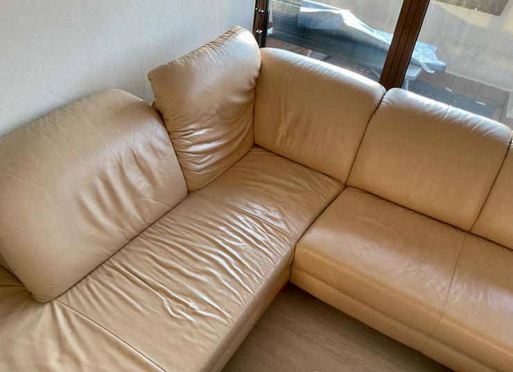 Echt Ledereckcouch mit Federkern Farbe Apricot. - Sofas & Sitzmöbel - Bild 1