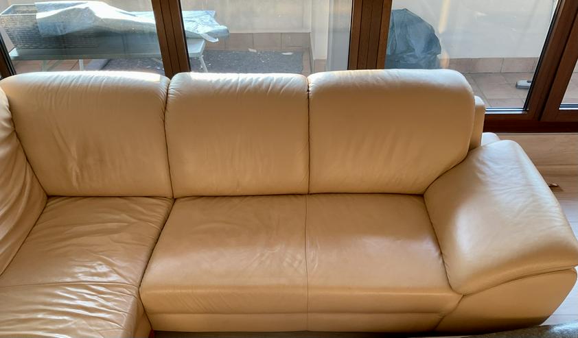 Bild 5: Echt Ledereckcouch mit Federkern Farbe Apricot.