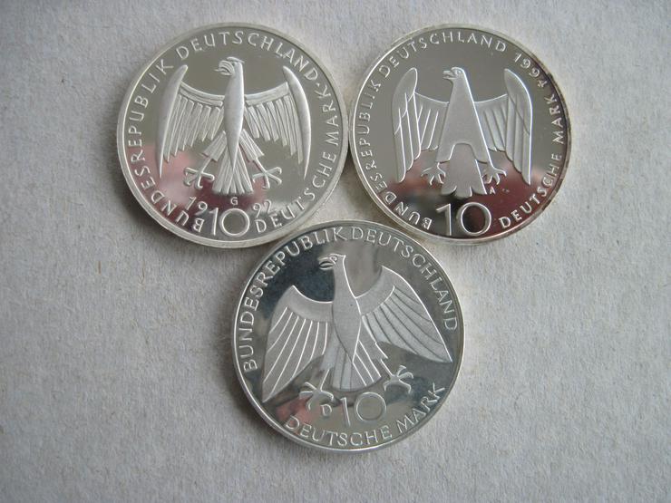 Bild 2: Silbermünzen 3 x 10 DM Münzen Gedenkmünzen 625er Silber
