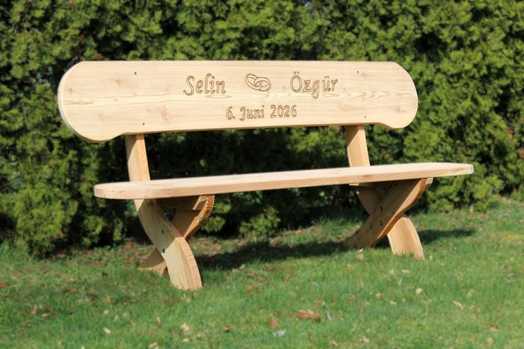 Bild 3: Gartenbank mit Gravur. Hochzeitsgeschenk. Krongartmöbel.