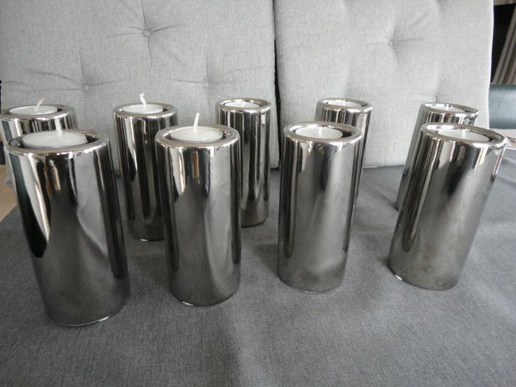 Teelichthalter Kerzenhalter hoch chrom glänzend , 9 Stück