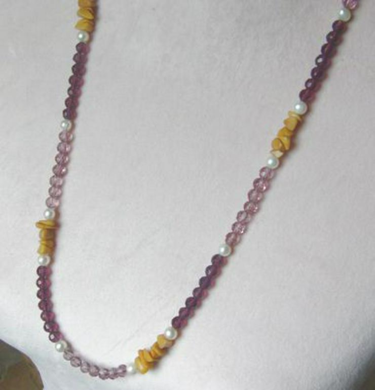 Bild 3: Halskette, Longkette mit Kirstallperlen Jade, Perlen