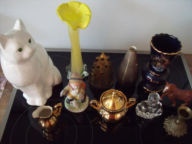 Bild 8: Vase kerzenständer , Teller , Fass . Figuren , kerzenständer , vasen + Geschenk .