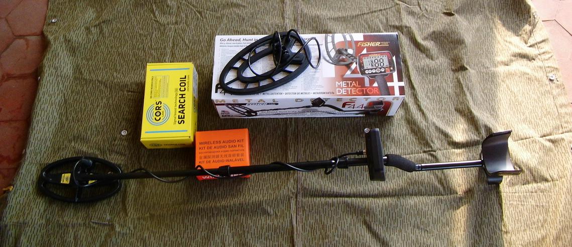 Metalldetektor Fisher F44 wireless mit Funkkopfhörer 