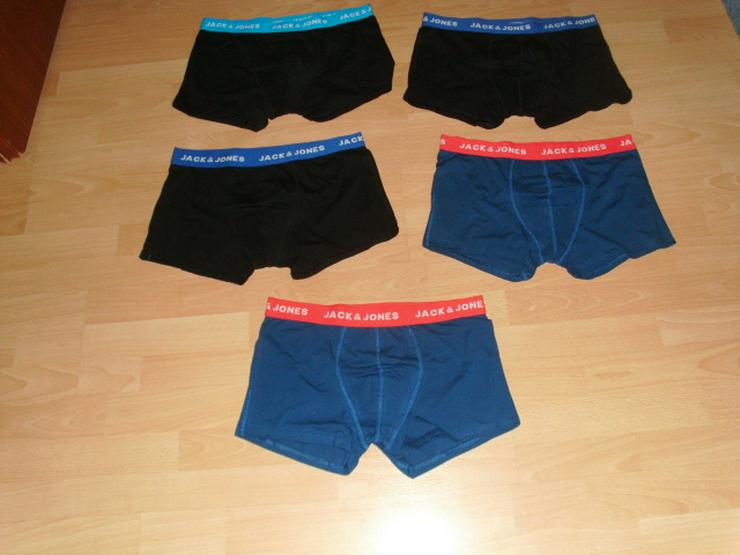 5 Boxershorts von Jack & Jones, schwarz + blau, Gr. L OVP