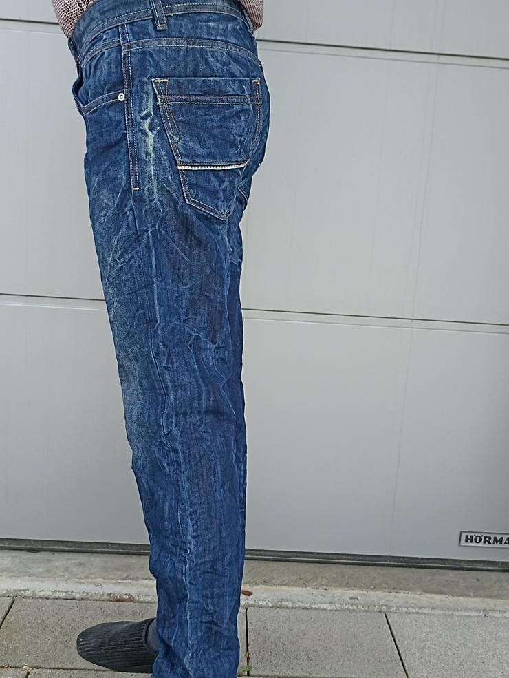 Bild 3: Herren Hose blau Batiklook Knitterlook Herrenhose Jeanshose W34 L32 Gr. 50 Gr. M