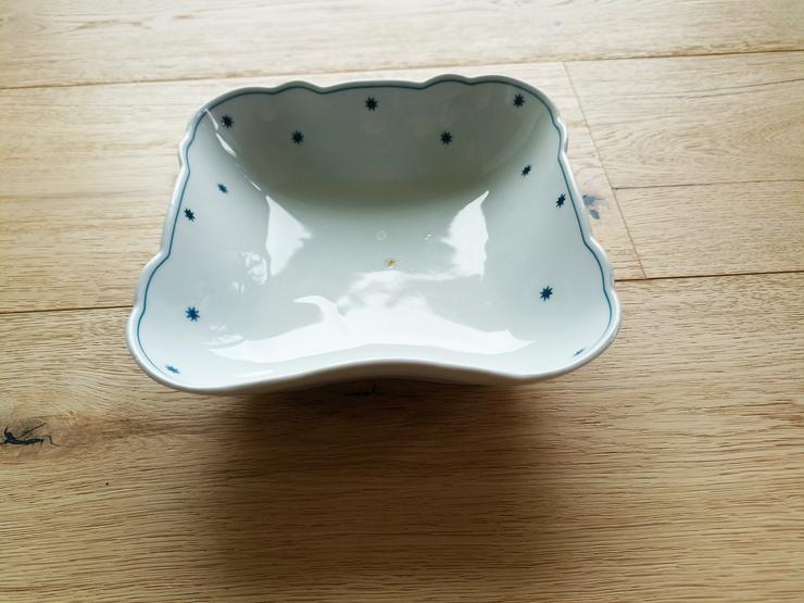 Porzellanschüssel Gemüseschüssel Retro Schüssel Porzellan weiß blau mit Sternen