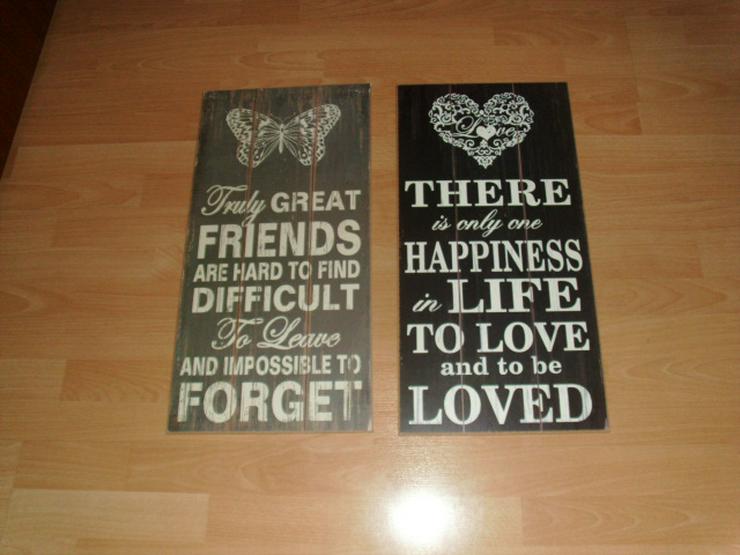 2 Holzbilder mit Sprüchen 30 x 60 cm