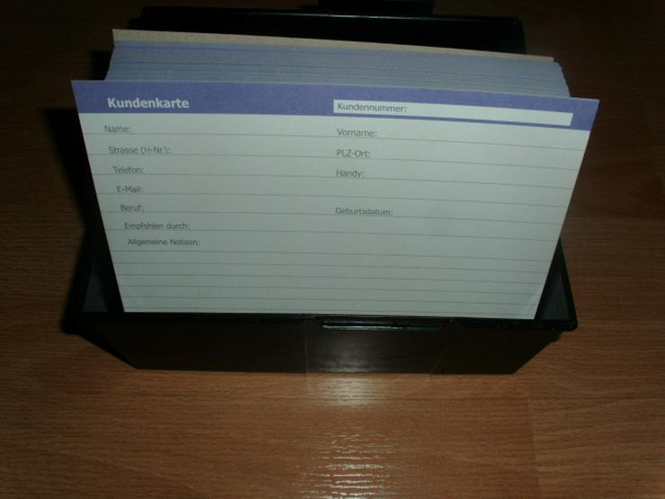 Bild 2: 130 neue Kundenkarteikarten, inkl. Box, plus Kassenbericht 305