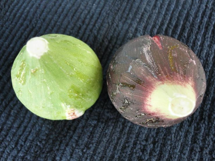 Bild 4: Skulptur Feigen aus Marmor, 2 Stck, lilafarben und grün