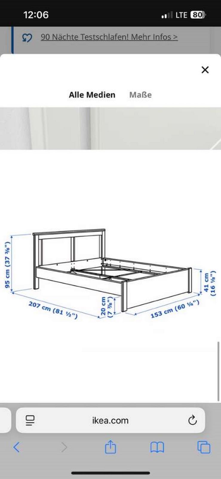 Bild 4: Songesand IKEA Bett 140 x 200cm inkl Lattenrost und Matratze