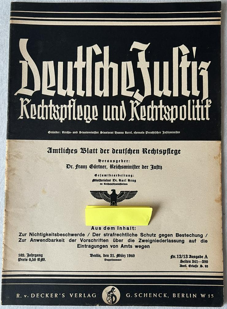 Bild 2: Deutsche Justiz - Rechtspflege und Rechtspolitik - März 1940 - 3 Hefte