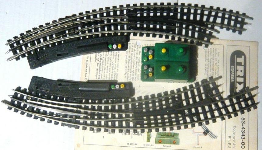 TRIX EXPRESS H0 Bogenweichen Paar mit Schalter und Anleitung TOP