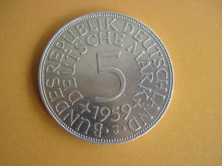 5 DM 1959 J alte Deutsche Mark, Silbermünze 625er