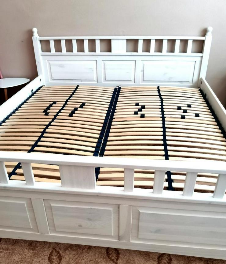 Bild 2: Landhaus Vollholz -Bett Weiß (180x200) + 2 Lattenroste