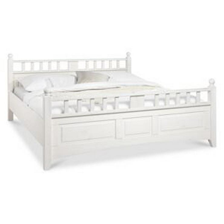 Bild 4: Landhaus Vollholz -Bett Weiß (180x200) + 2 Lattenroste